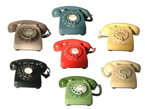 The 706 telephone in the full range of colours available in the sixties