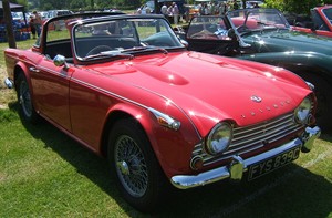 Triumph TR4A, showing the new style grill and the Surrey Top