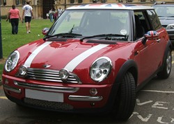 New Mini with Union Jack roof and mirrors