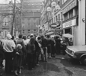 Queue to see Grease the movie in Amsterdam, Holland, December 1978 Queue to see Grease the movie in Amsterdam, Holland, December 1978