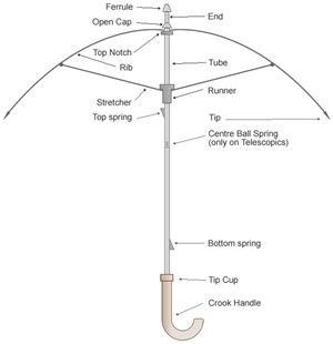 Parts of an umbrella