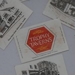 Matchbox labels from Trophy Taverns collected in the 1970s