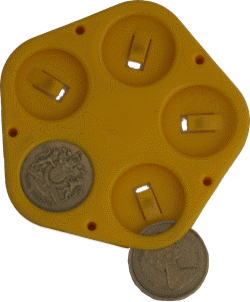 Pop Coin pound coin holder, 1983 Pop Coin pound coin holder, 1983