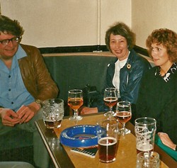 Drinking in the 1980s.  Note the Foster's ashtray on the table.