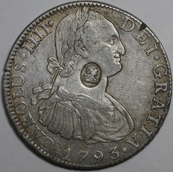 1793 counterstamped dollar obverse