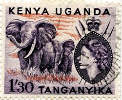 Kenya, Uganda and Tanganyika stamp for 1 shilling and 30c Kenya, Uganda and Tanganyika stamp for 1 shilling and 30c