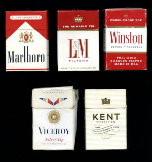 Cigarette brands from the 1960s, the old and the new: Wills Wild Woodbine and Player's Medium v Embassy Tipped and Player's No 6 Filter