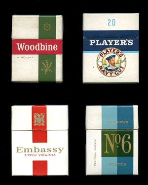 Cigarette brands from the 1960s, the old and the new: Wills Wild Woodbine and Player's Medium v Embassy Tipped and Player's No 6 Filter