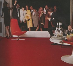 Bold primary colours were also popular for carpets in the sixties
