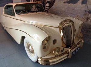 Lady Docker's famous gold-plated Daimler with zebra skin interior Lady Docker's famous gold-plated Daimler with zebra skin interior