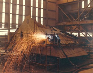 Welders at the new Pallion Shipyard, April 1979 Welders at the new Pallion Shipyard, April 1979