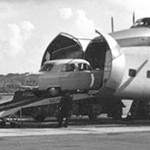 Ford Consul going abord Sliver City Airways Bristol 170 freighter, 1954 (image by RuthAS published via wikimedia commons, cropped)